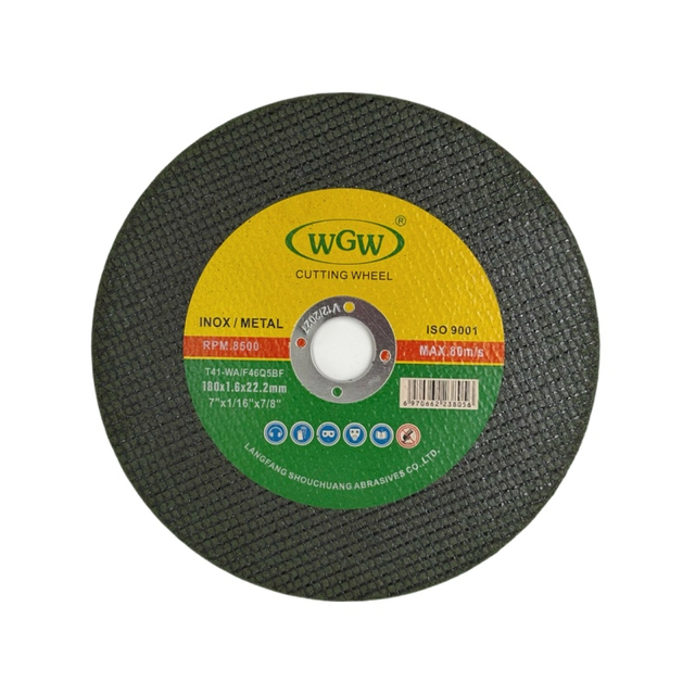 قرص قطع شبكي مزدوج WGW 180x1.6x22mm لطاحونة الزوايا المحمولة، T41-قرص أكسيد الألومنيوم المعدني 80 متر/الثانية